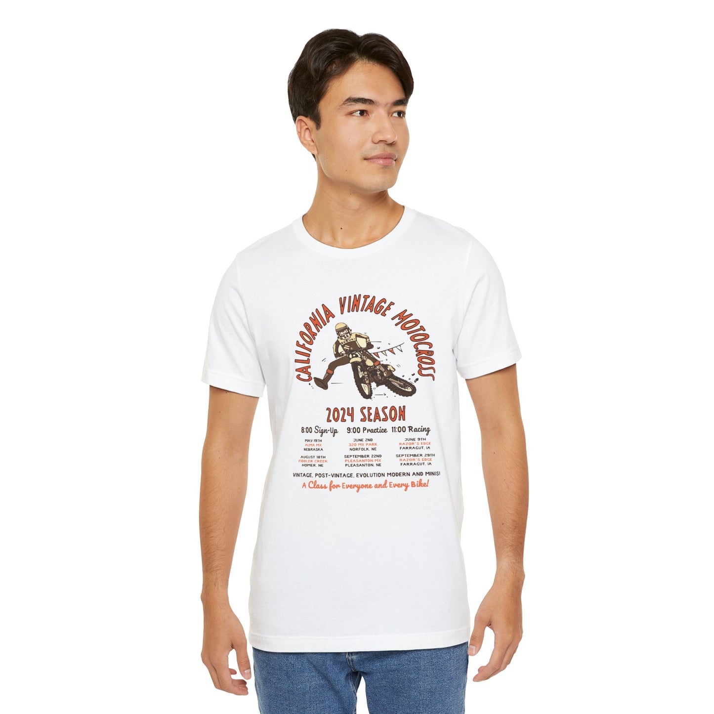 Vintage California Motocross 2024 Bella+Canvas 3001 Tee – White