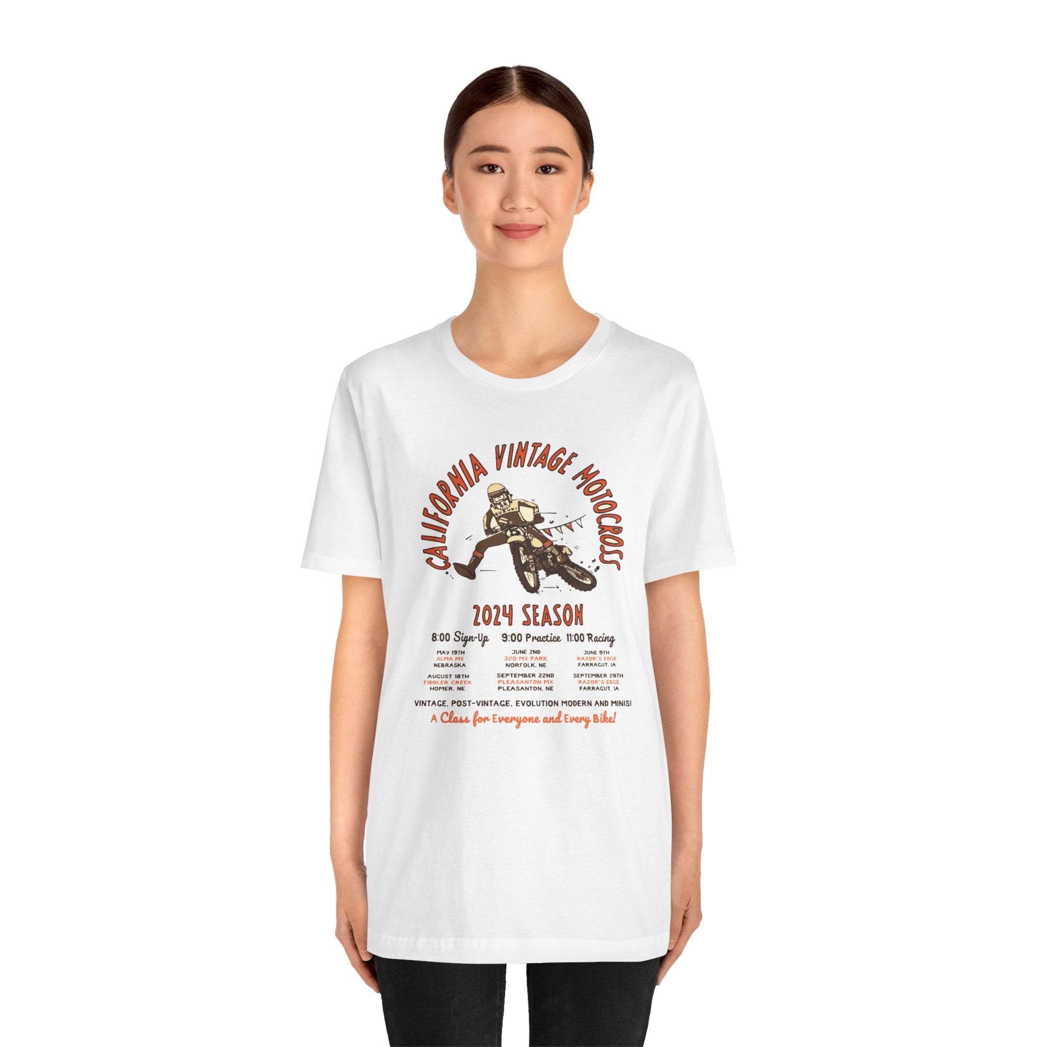 Vintage California Motocross 2024 Bella+Canvas 3001 Tee – White