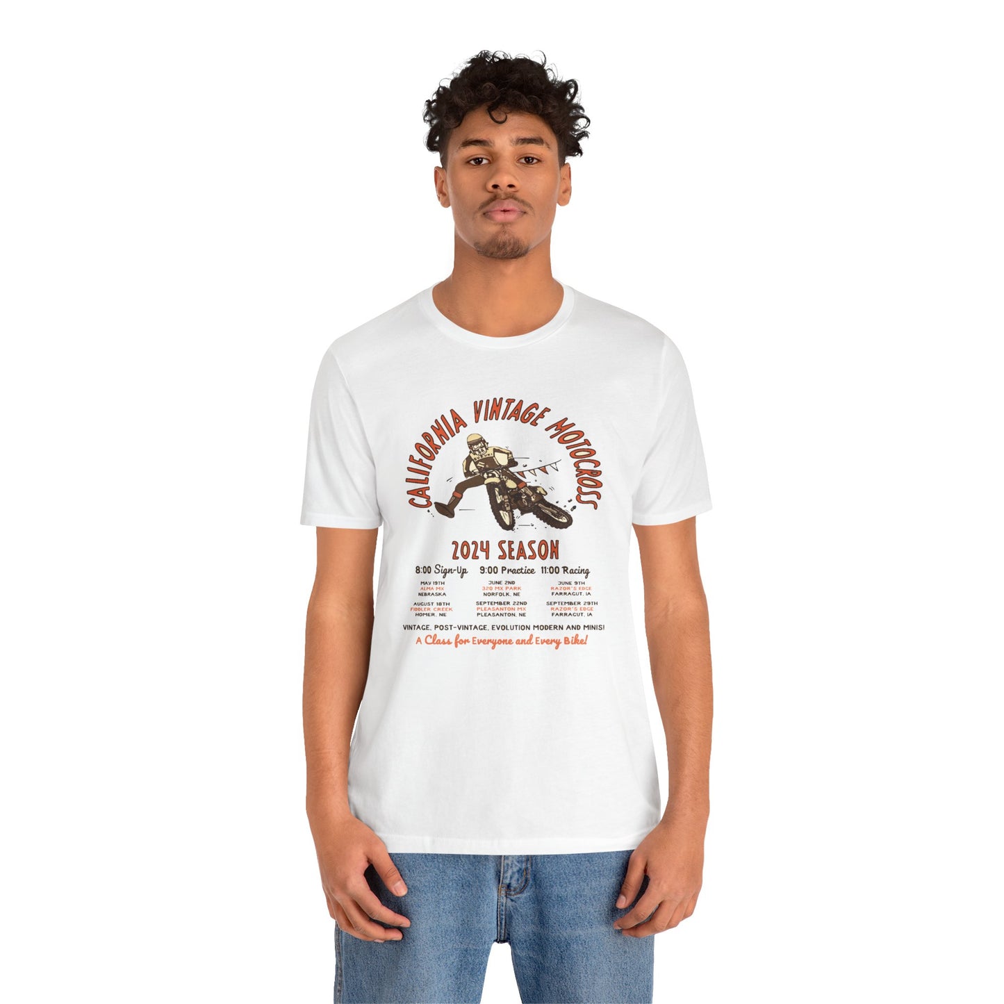 Vintage California Motocross 2024 Bella+Canvas 3001 Tee – White
