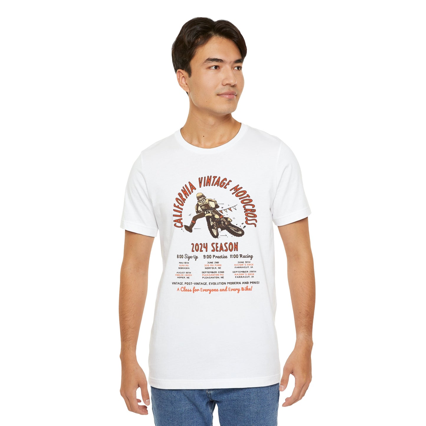 Vintage California Motocross 2024 Bella+Canvas 3001 Tee – White