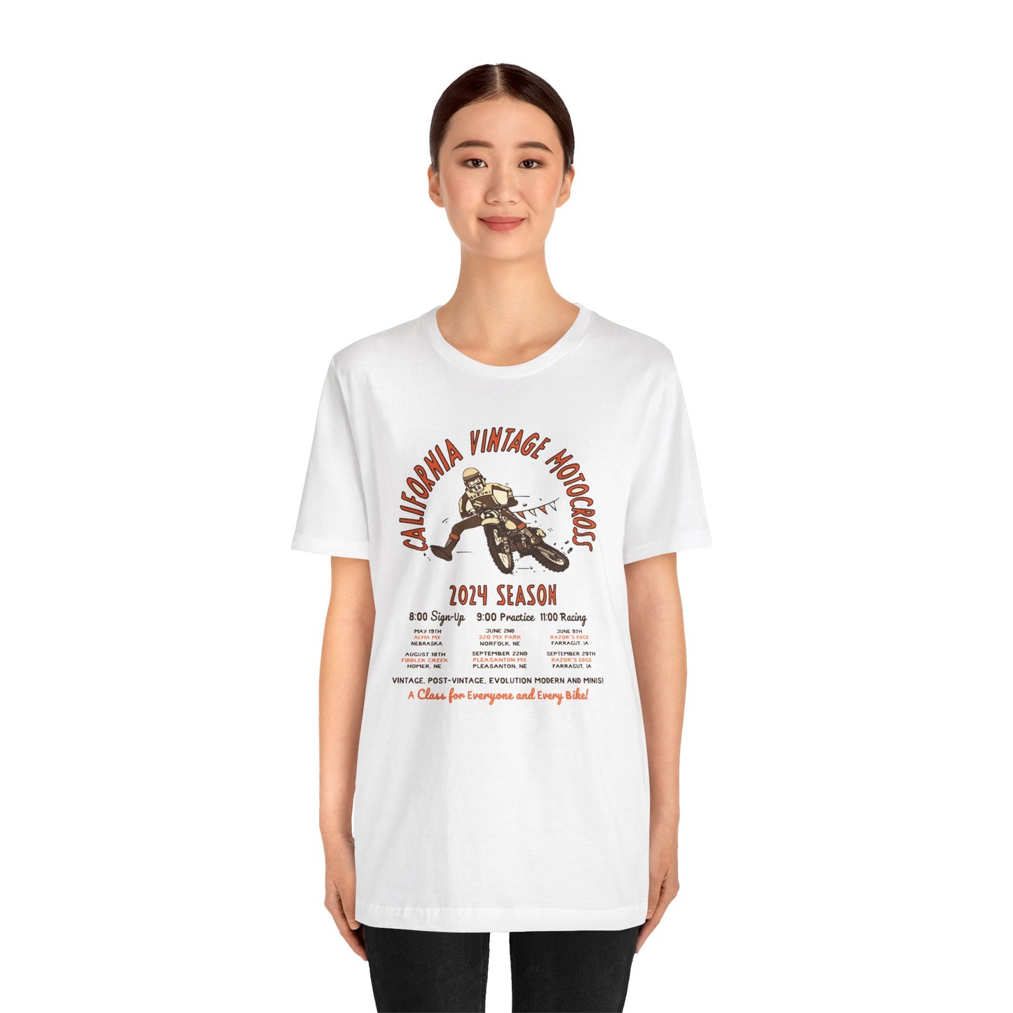 Vintage California Motocross 2024 Bella+Canvas 3001 Tee – White