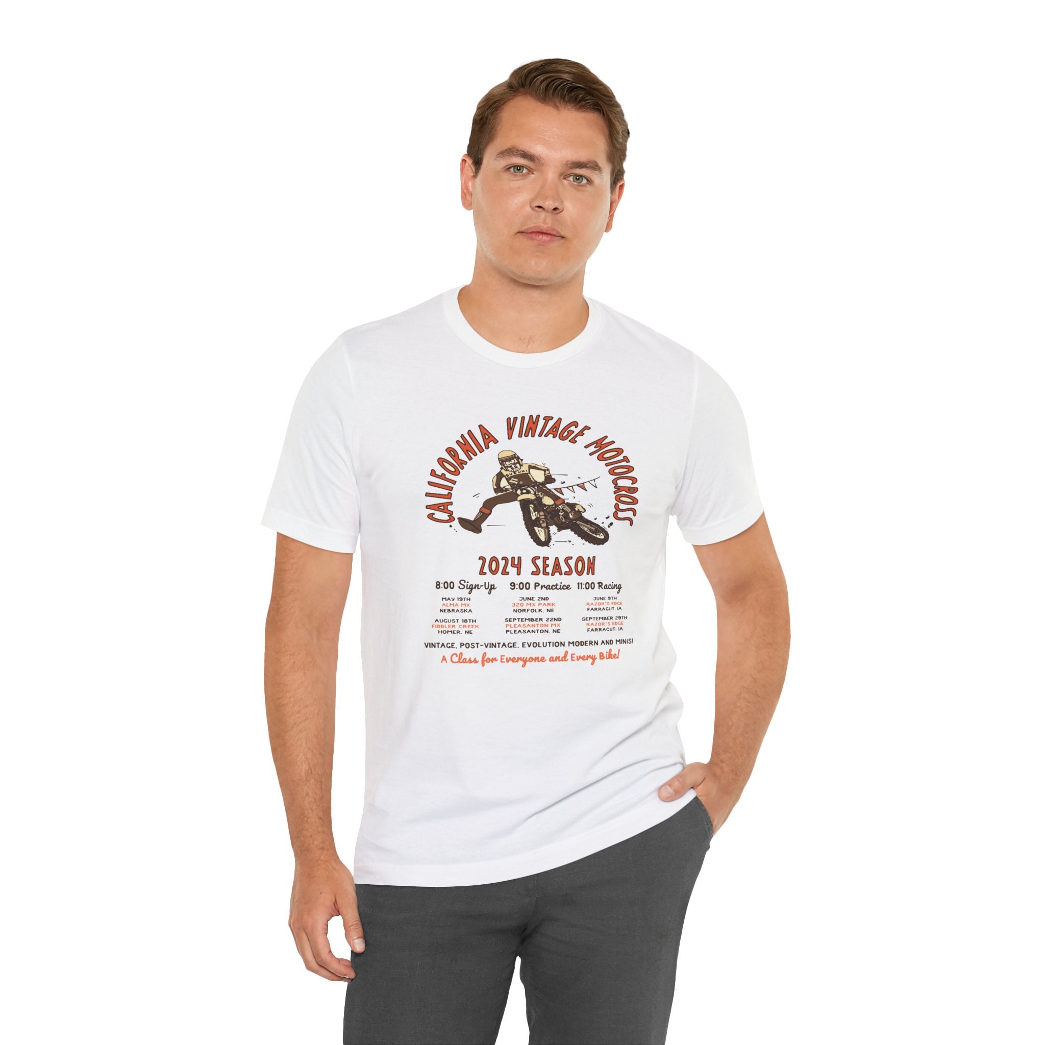 Vintage California Motocross 2024 Bella+Canvas 3001 Tee – White